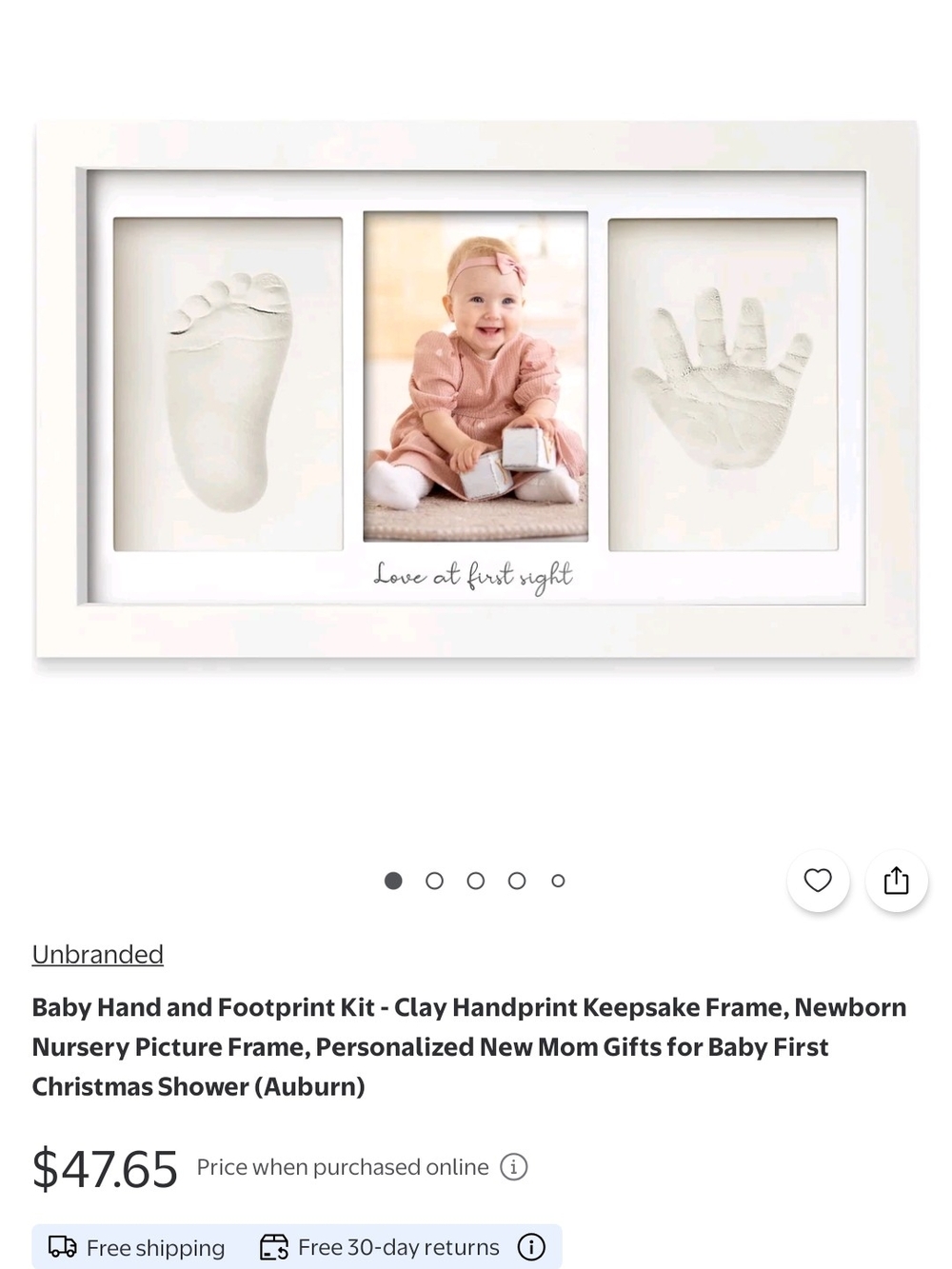 Keababies White Baby Hand and Footprint Keepsake Frame